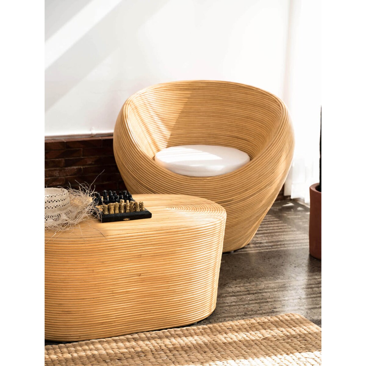 FOTEL RATTANOWY TEGAL JASNY