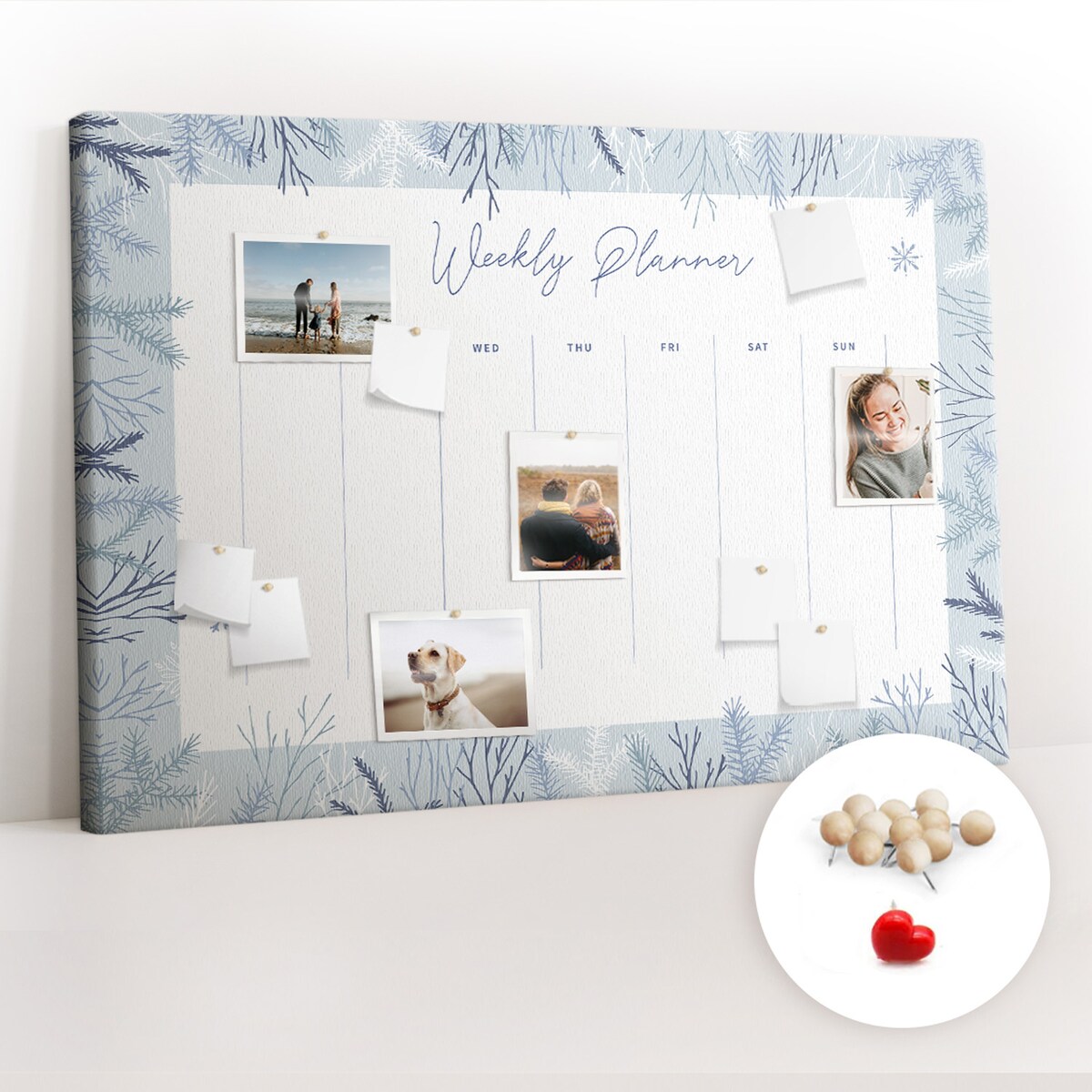 Tablica korkowa Planer tygodniowy 120x80cm - drewniane pinezki