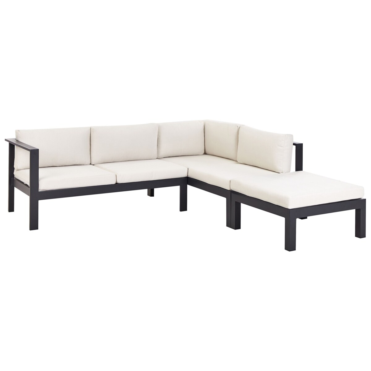 Narożnik ogrodowy ze stolikiem dla 5 osób MESSINA Lewostronny Metal Złamana biel