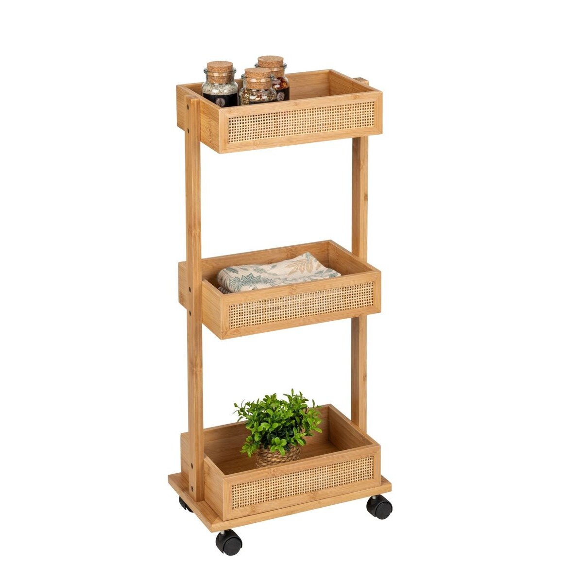 Regał łazienkowy ALLEGRE BAMBOO, mobilny, 3 półki, WENKO