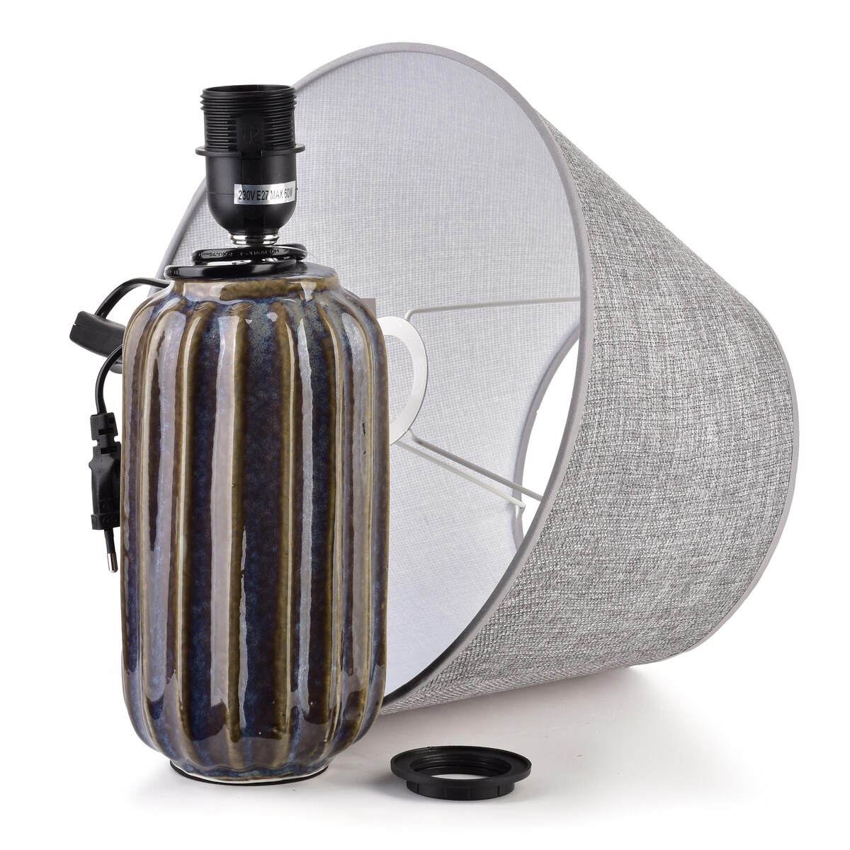 LETI GREY Lampa stołowa 10x10x41cm