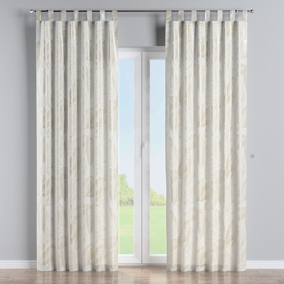 Zasłona na szelkach 1 szt. 130x260 szaro-beżowe liście