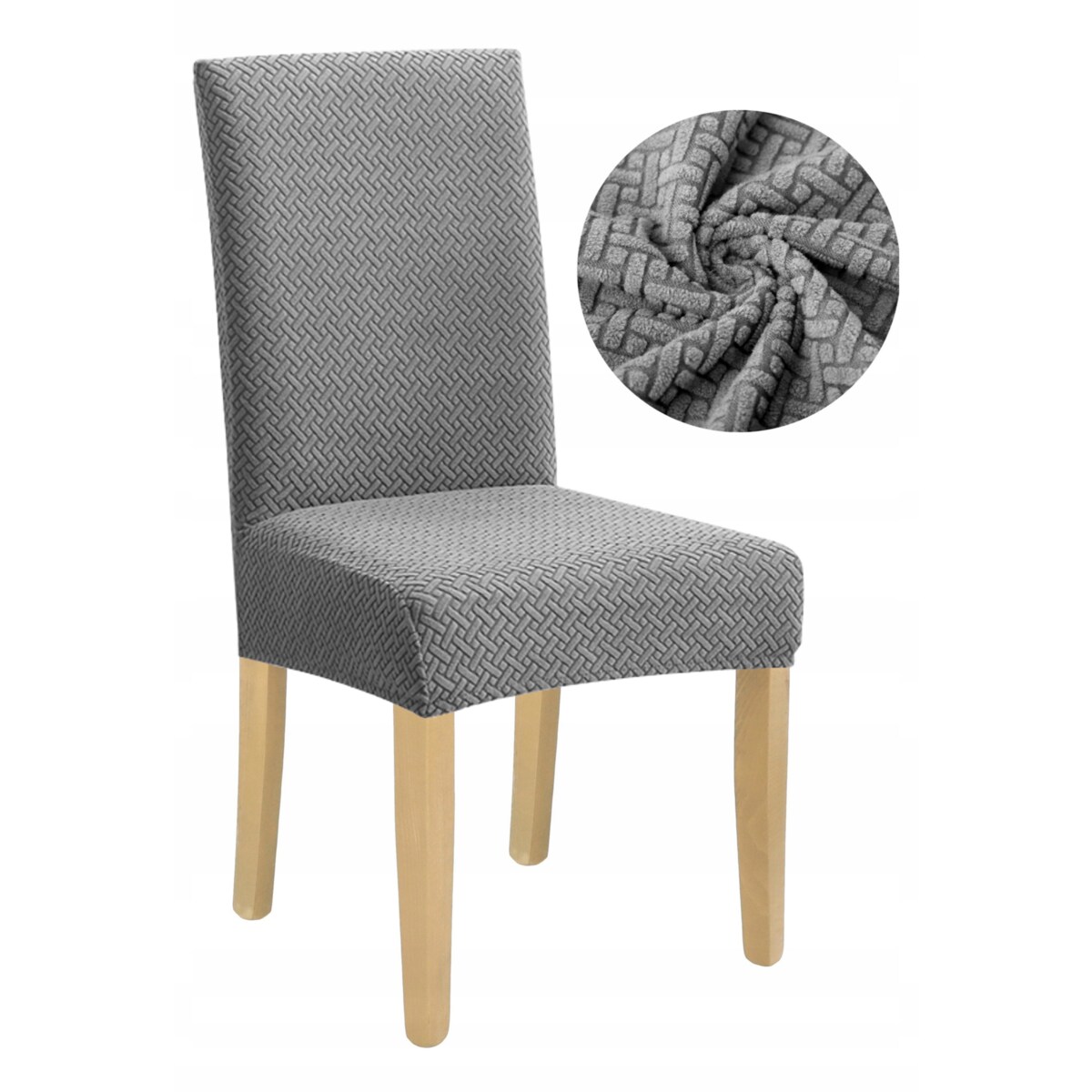 POKROWIEC NA KRZESŁO SZARY ŻAKARD ELASTYCZNY [10-Z1-ST]