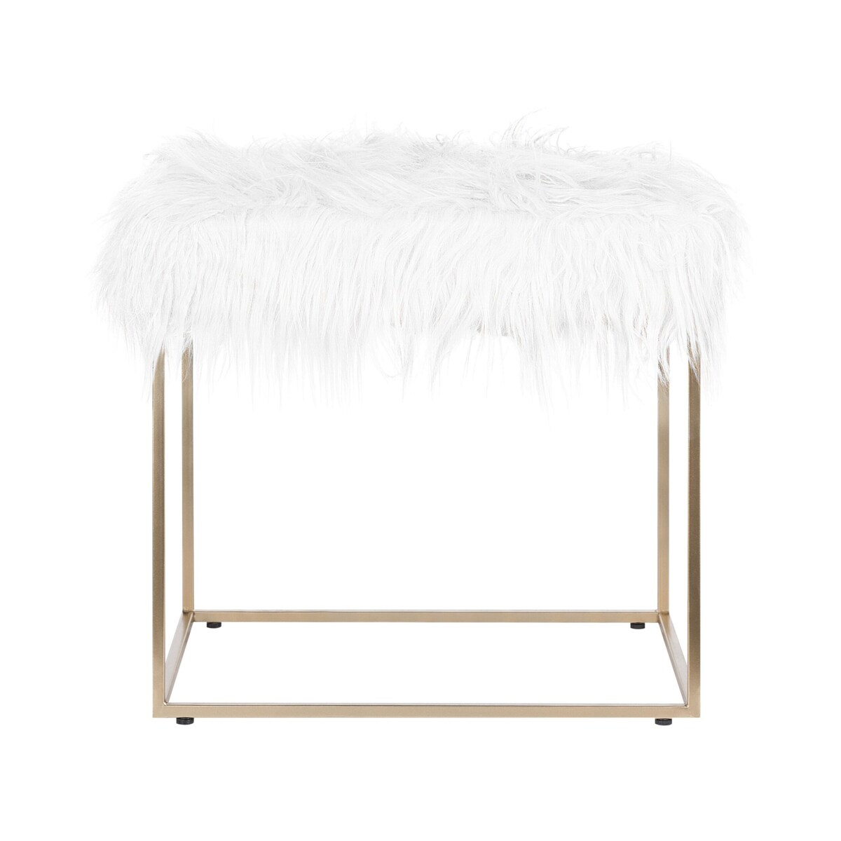 Stołek futrzany biały MANHATTAN