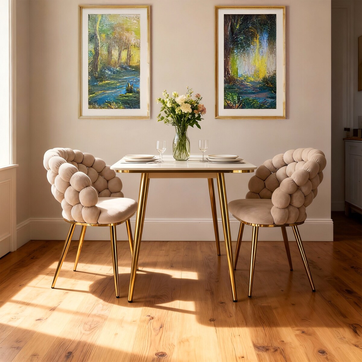 Krzesło welur tapicerowane BELLA nowoczesne beżowe