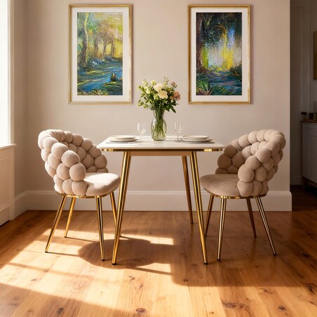 Krzesło welur tapicerowane BELLA nowoczesne beżowe