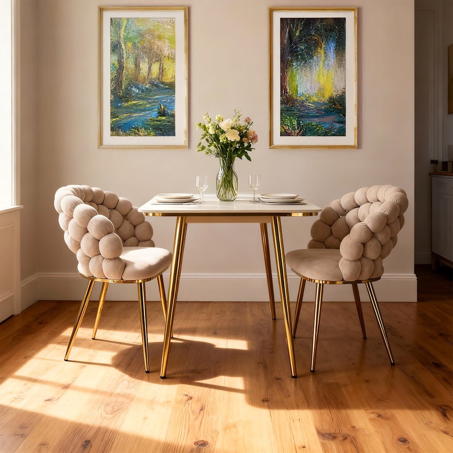 Krzesło welur tapicerowane BELLA nowoczesne beżowe