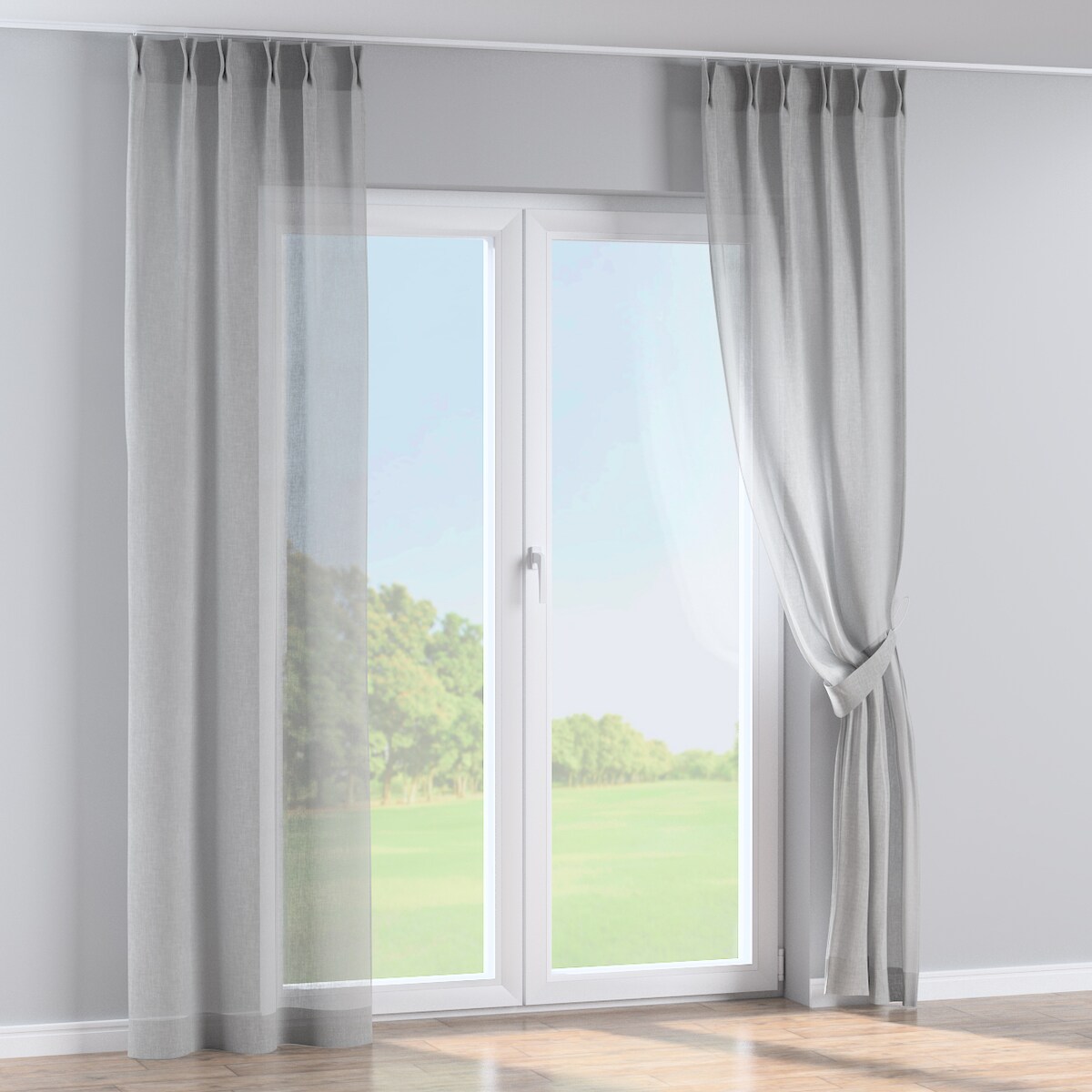 Zasłona na haczykach flex podwójnych 130x245 gołębi szary