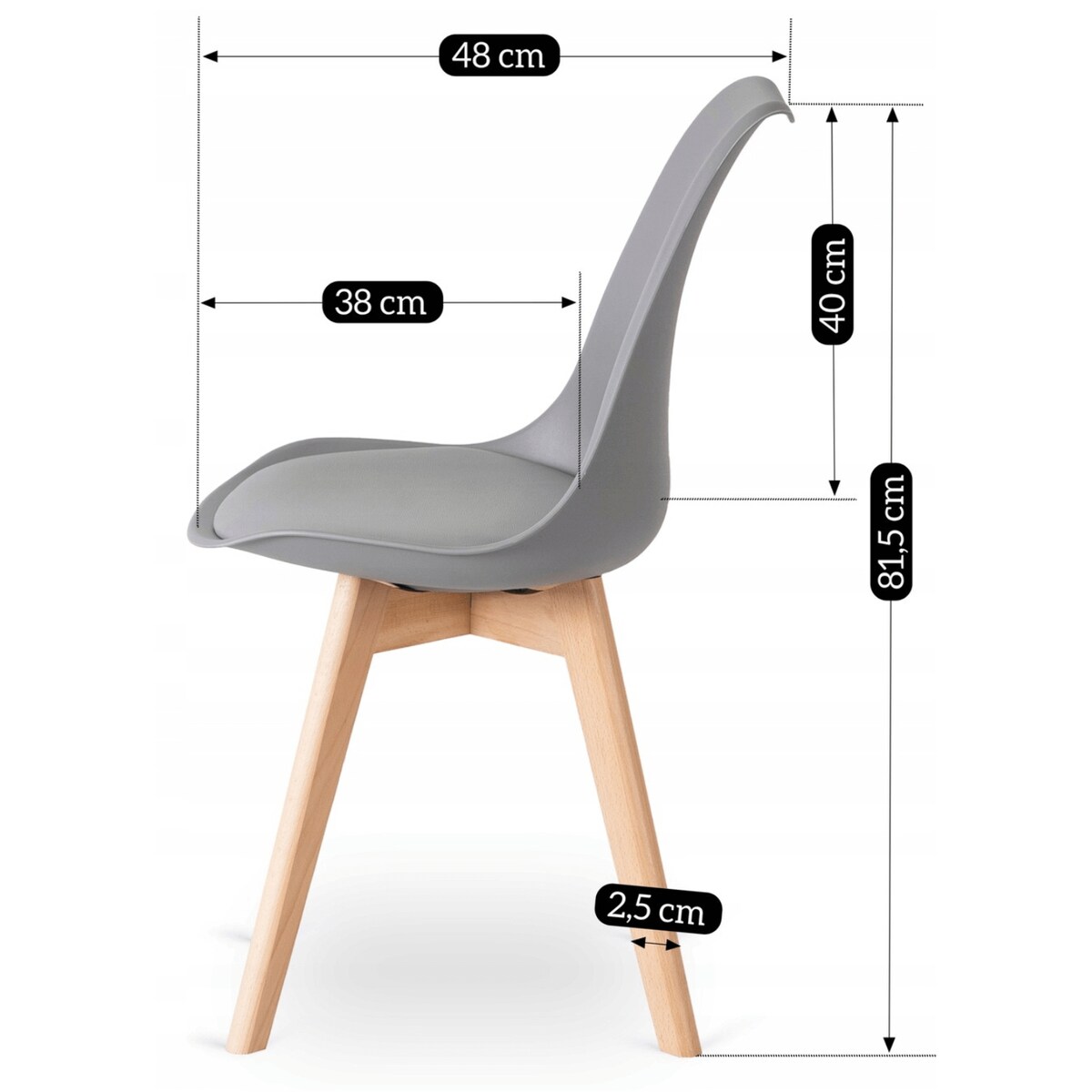 Krzesło Kuchenne Skandynawskie Szare Do Jadalni Kuchni Salonu Dąb SCANDI