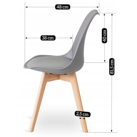 Krzesło Kuchenne Skandynawskie Szare Do Jadalni Kuchni Salonu Dąb SCANDI