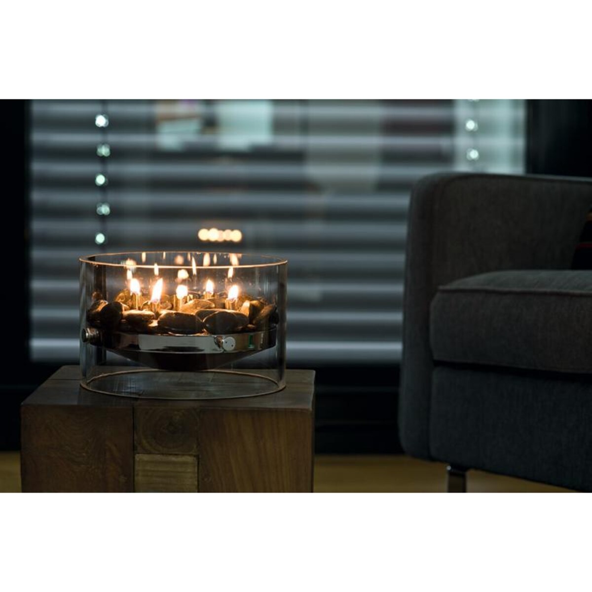 Lampa oliwna - szkło, aluminium, stal, 23 cm