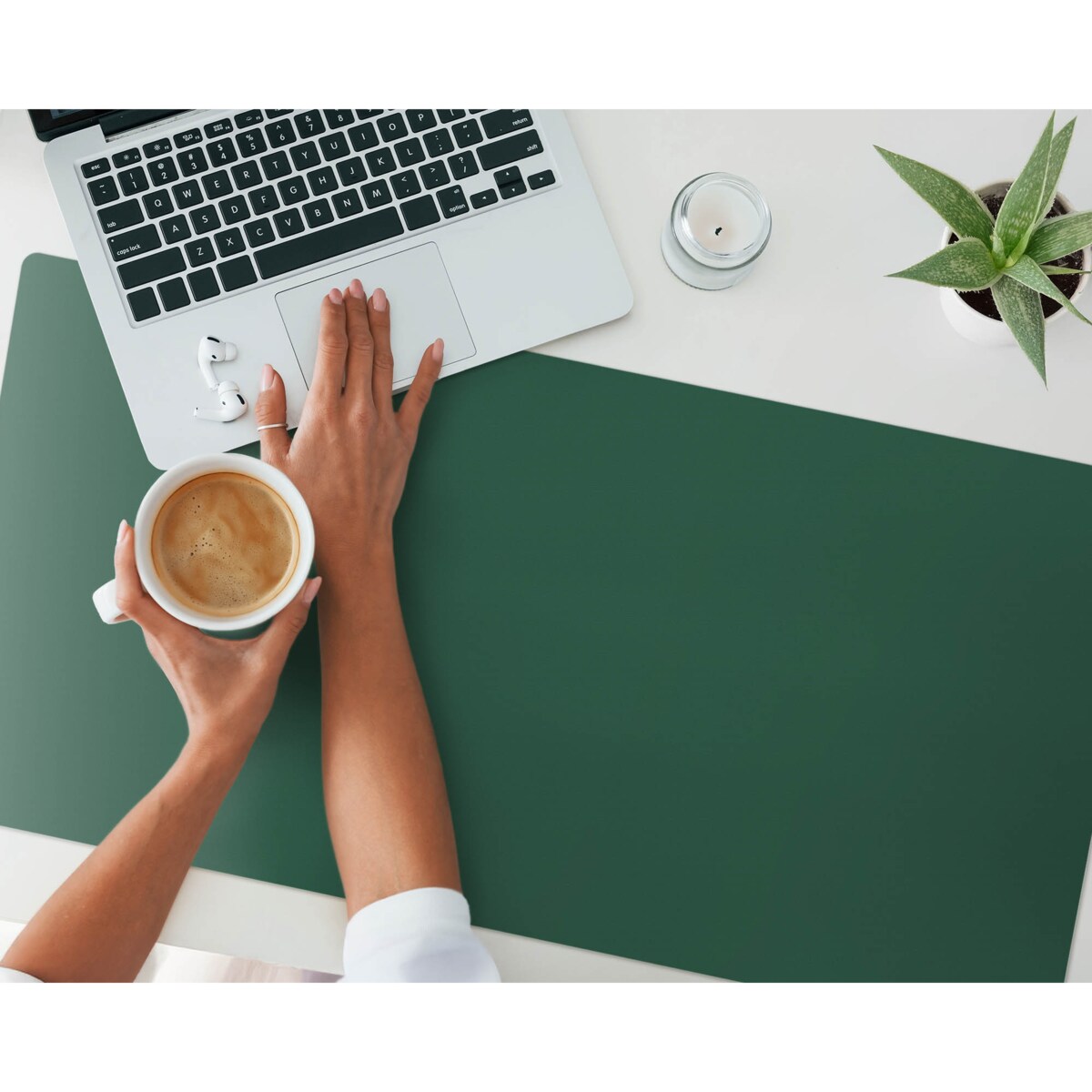 Zielona mata na biurko Kolor Ciemnozielony, 100x50 cm