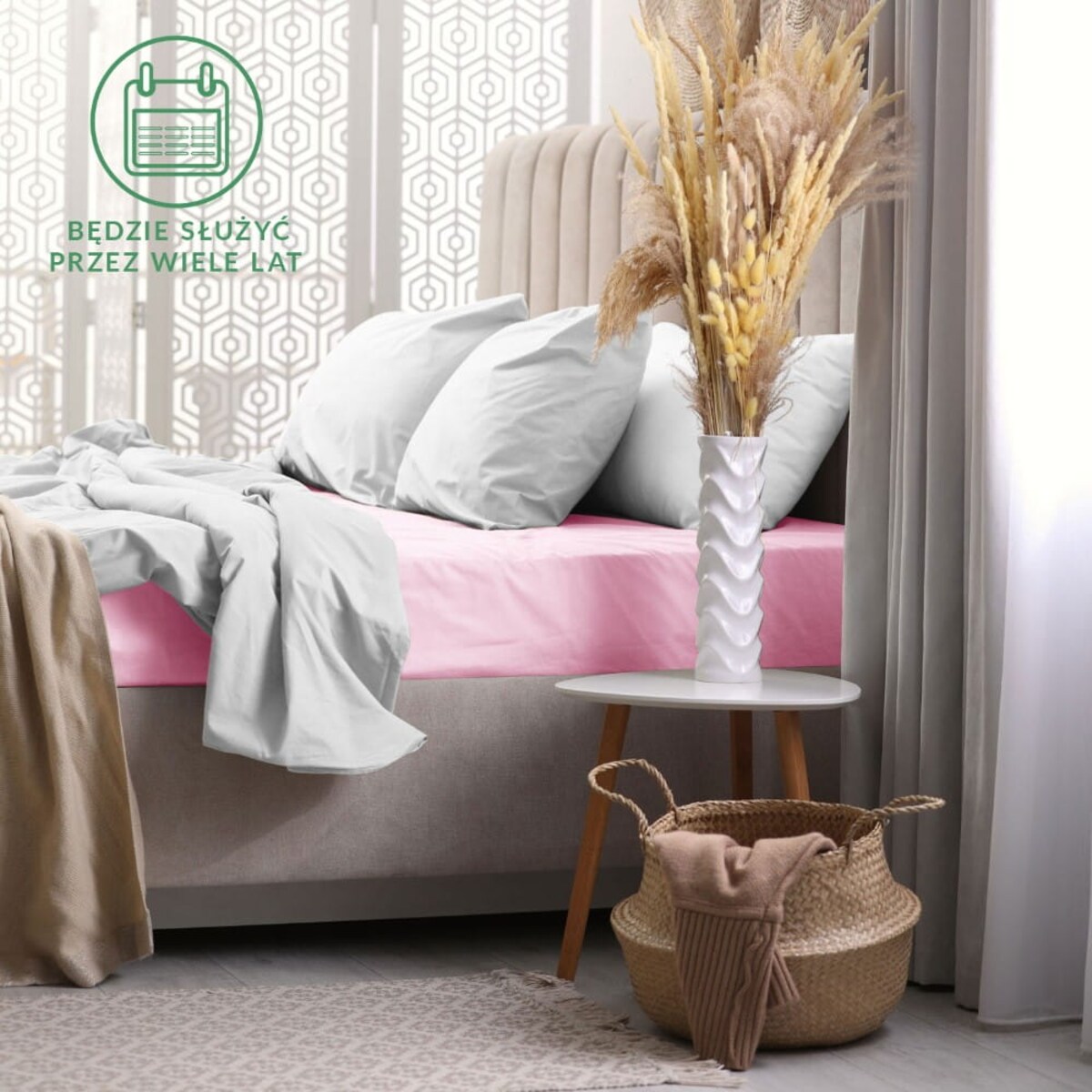 Prześcieradło frotte z gumką 200x220 kolor jasny róż