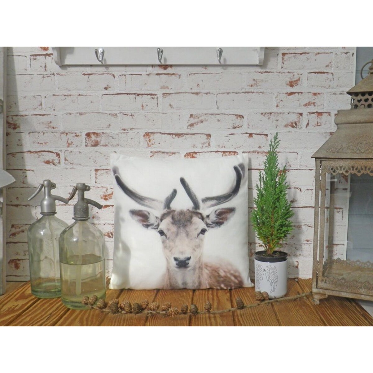 Poszewka na poduszkę z głową jelenia, 45x45 cm