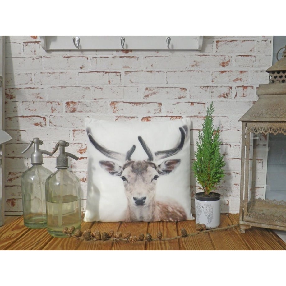 Poszewka na poduszkę z głową jelenia, 45x45 cm