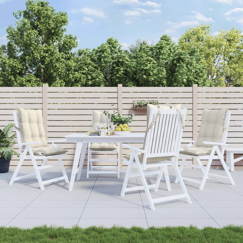 vidaXL Poduszki na krzesła z wysokim oparciem, 4 szt., kremowe, Oxford