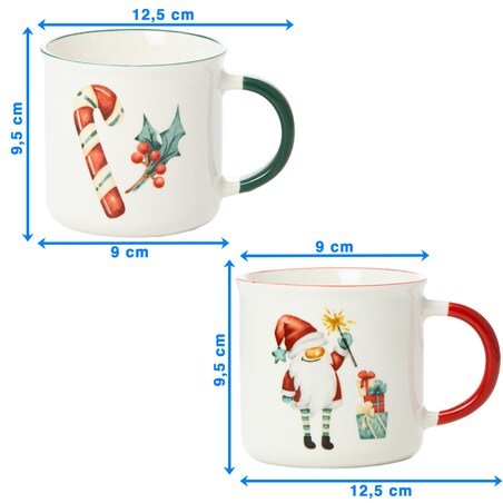 Kubek Świąteczny Ceramiczny Na Prezent 300 Ml Boże Narodzenie Mikołaj Lizak Zestaw 2 Szt