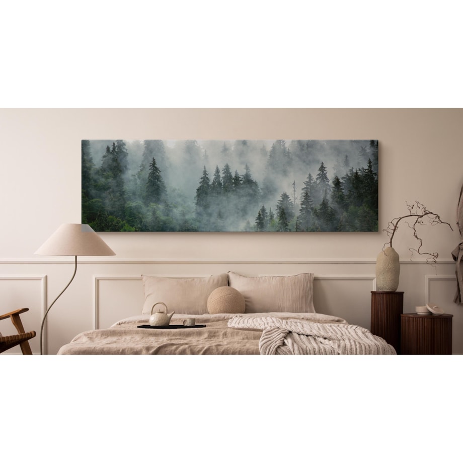 Obraz Panoramiczny Widok Na Las We Mgle 145x45cm