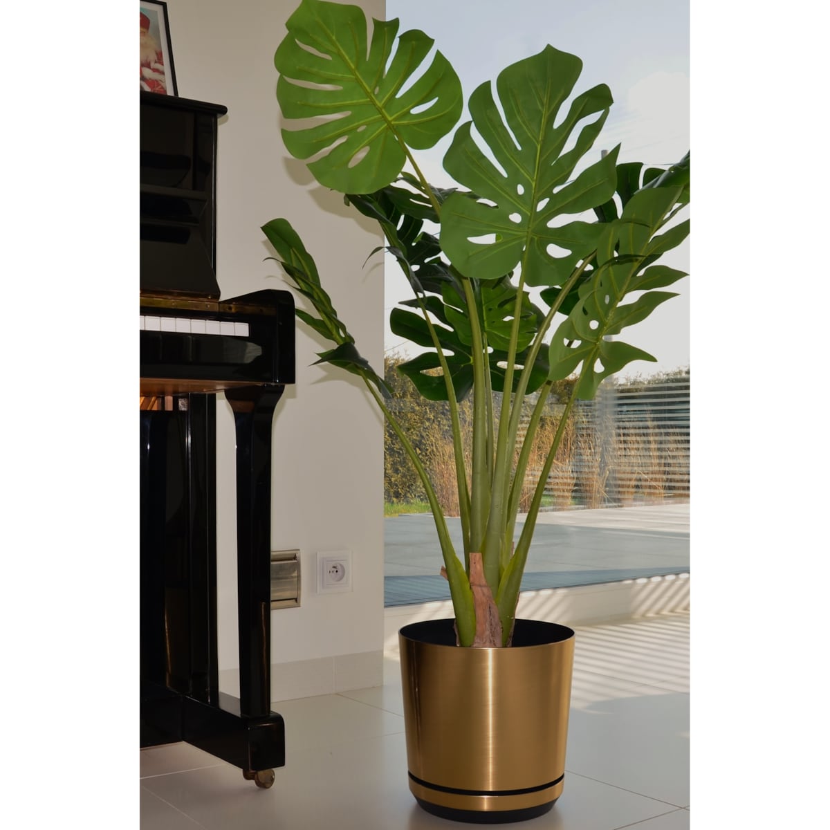 26 cm wzór MOSIĄDZ Doniczka z podstawką nowoczesna elegancka loft industrialny klasyczny połysk efekt szczotkowanego metalu