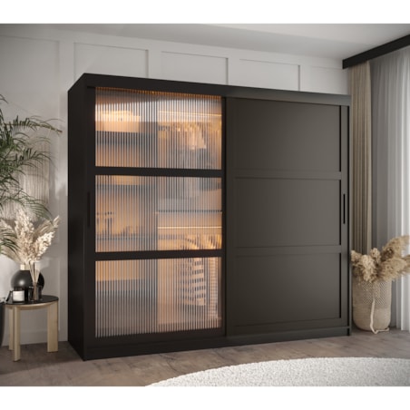 Szafa przesuwna Garderoba FLUTES 3 200 czarny