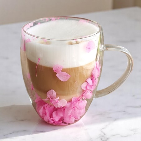 Szklanka termiczna z hortensją w środku róż 300 ml 1szt SZK77