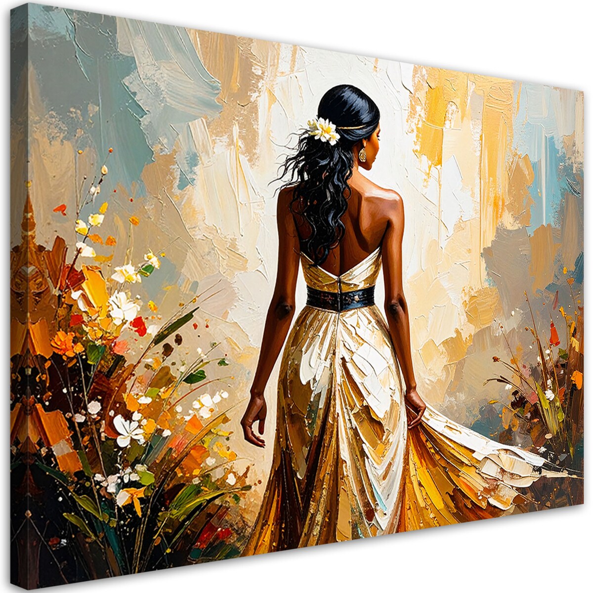 Feeby Obraz nowoczesny do salonu sypialni, Abstrakcja Modna Kobieta w sukni 60x40