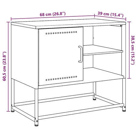 vidaXL Szafka pod telewizor, oliwkowa, 68x39x60,5 cm, stalowa