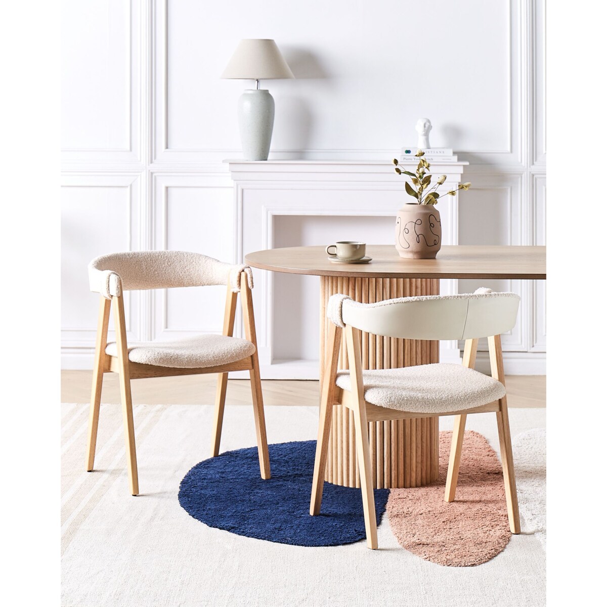 Zestaw 2 krzeseł do jadalni DAY Boucle Jasne drewno