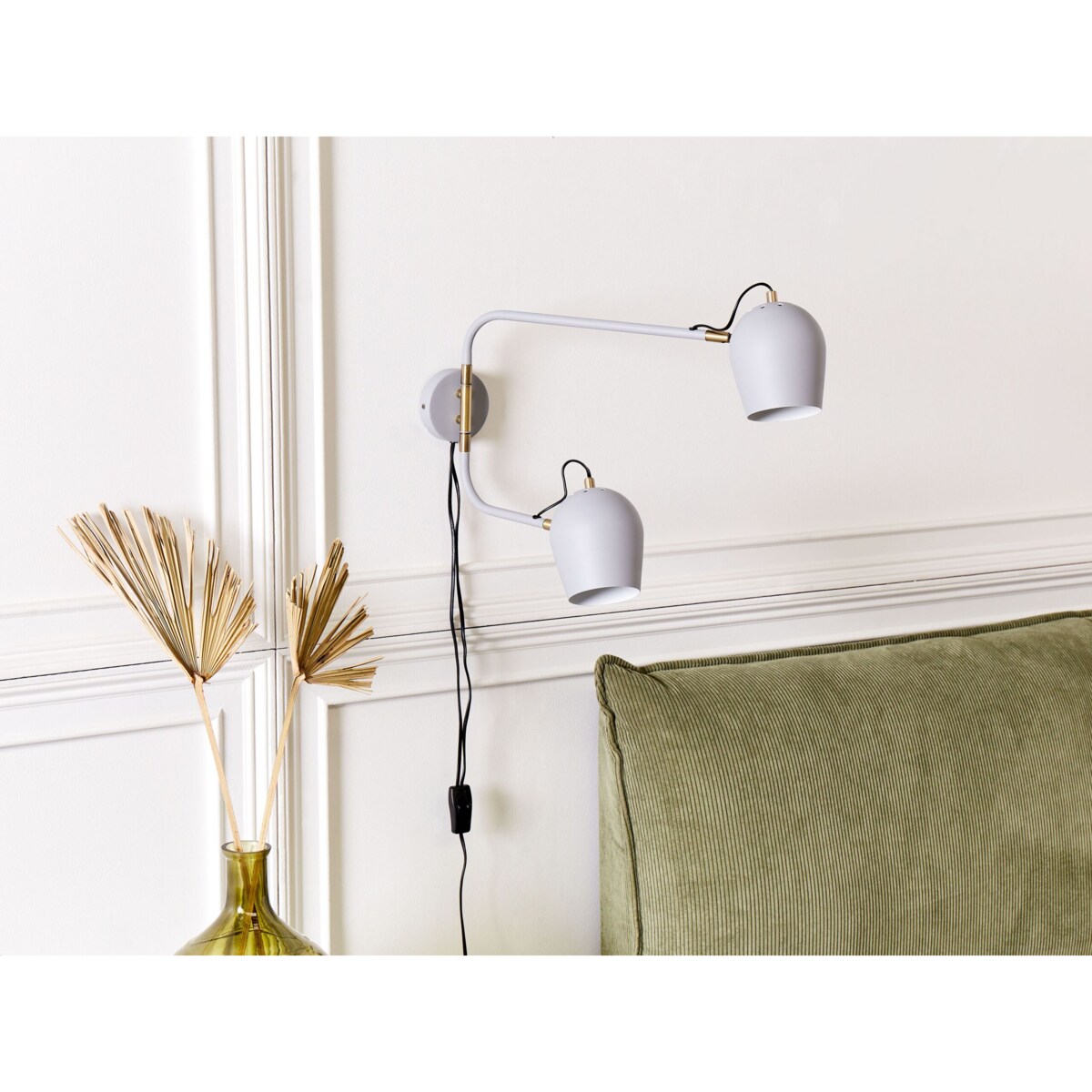Lampa ścienna 2-punktowa metalowa jasnoszara ESTRELLA