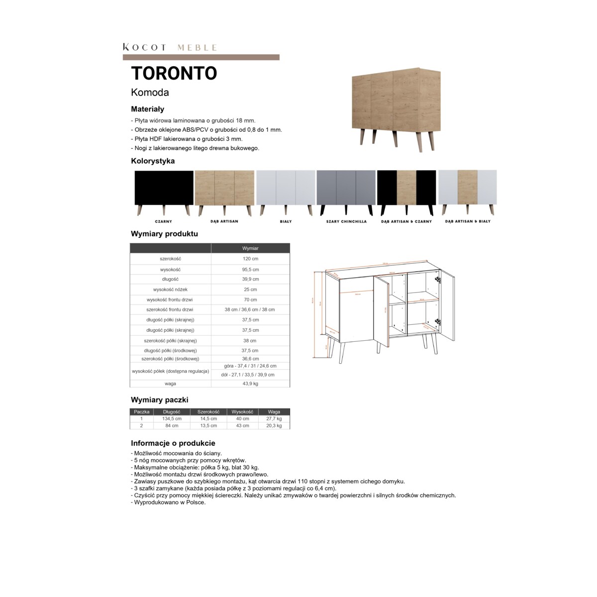 Komoda Toronto czarna