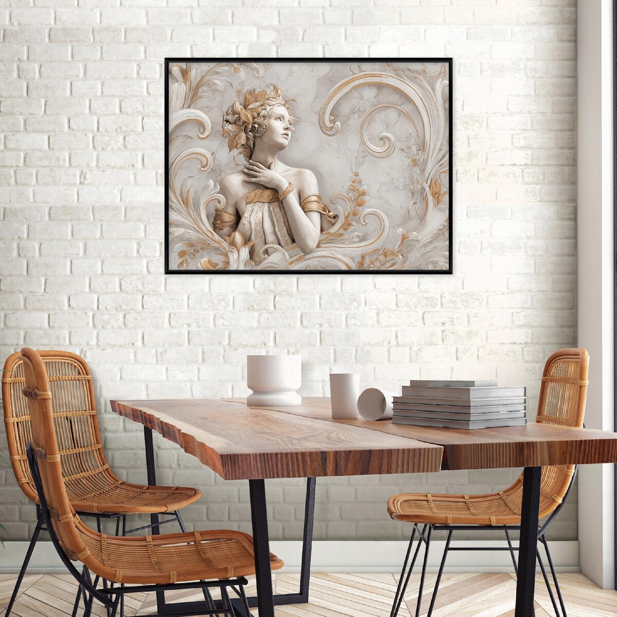 Obraz W Ramie Do Sypialni Salonu Na Płótnie Kobieta Abstrakcja Beżowy 120x80