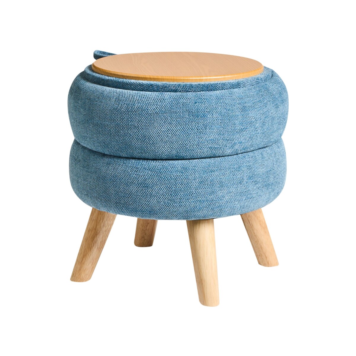 Puf ze schowkiem HAWLEY Szenil Niebieski 40 cm