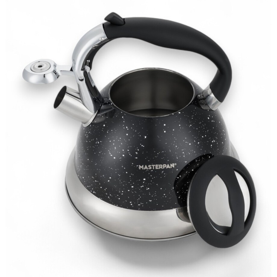 Duży Czarny Marmurkowy Czajnik Z Gwizdkiem Stalowy 3L Na Indukcję Gaz