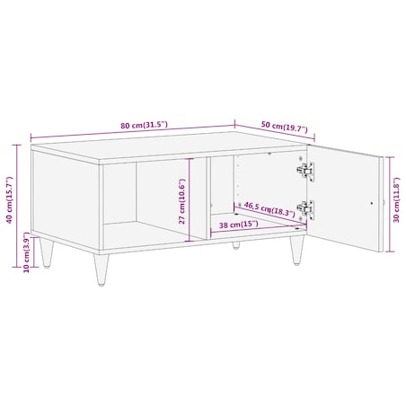 vidaXL Stolik kawowy, 80x50x40 cm, lite drewno mango