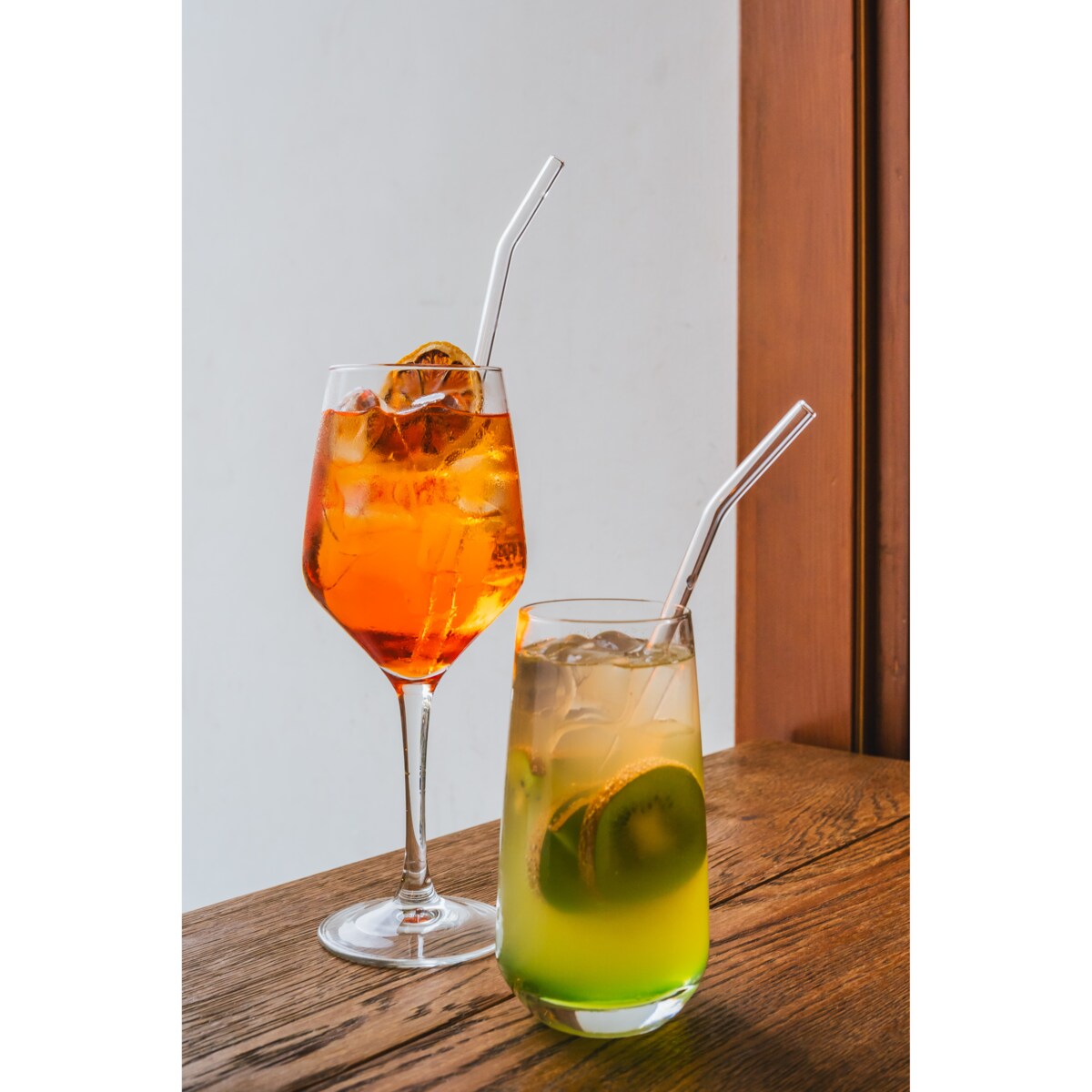 Słomki szklane transparent zakrzywione 23cm zestaw 6 sztuk ze szczoteczką 26629