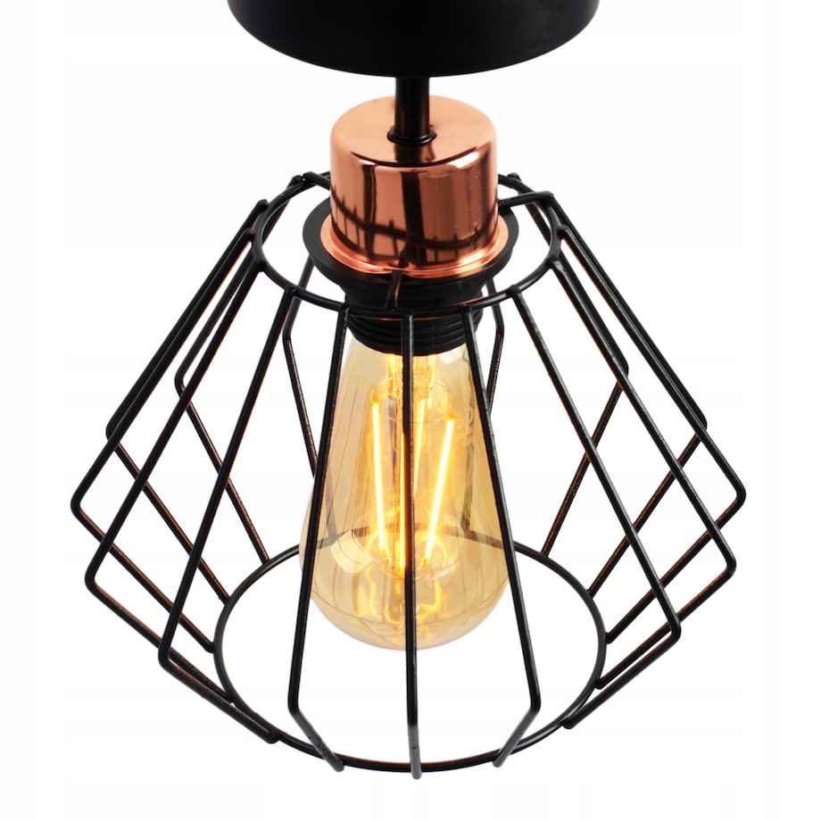 Lampa Sufitowa Wisząca Czarna Loft Druciana Siena