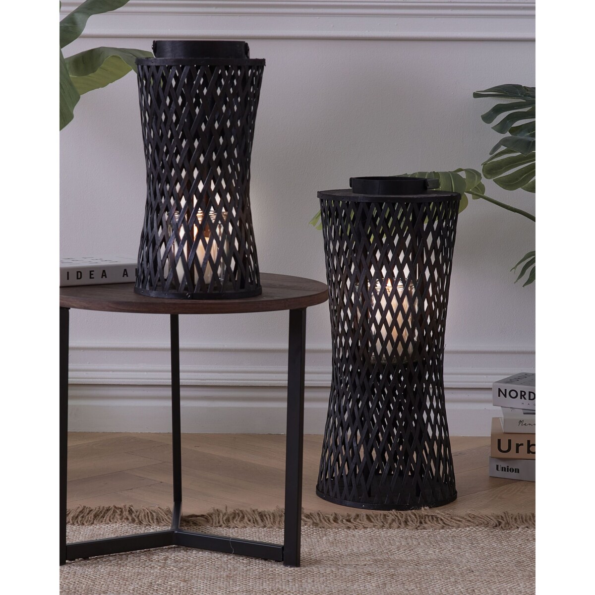 Lampion bambusowy 38 cm czarny MACTAN