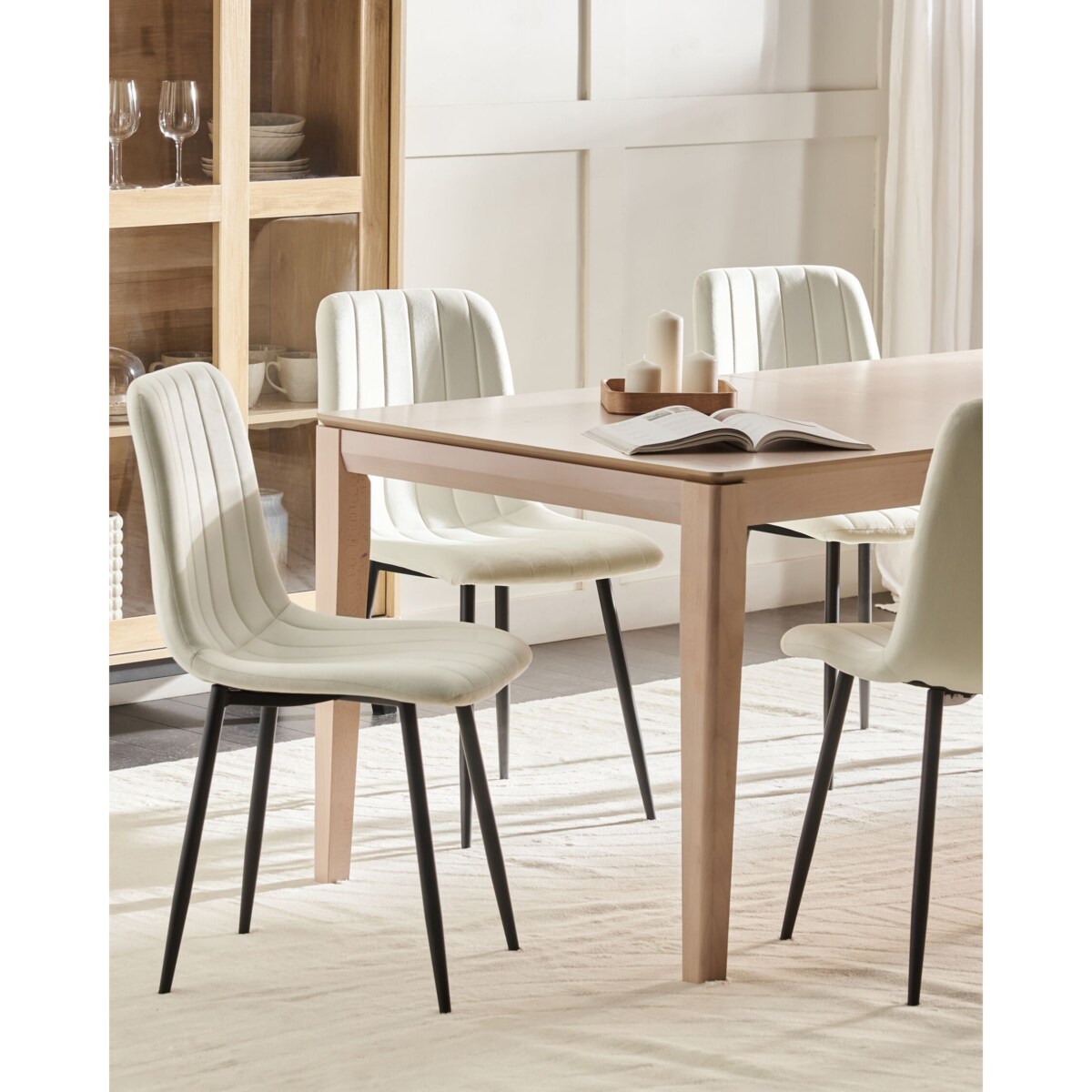 Krzesło do jadalni Zestaw 4 Welur Złamana biel KALISPELL