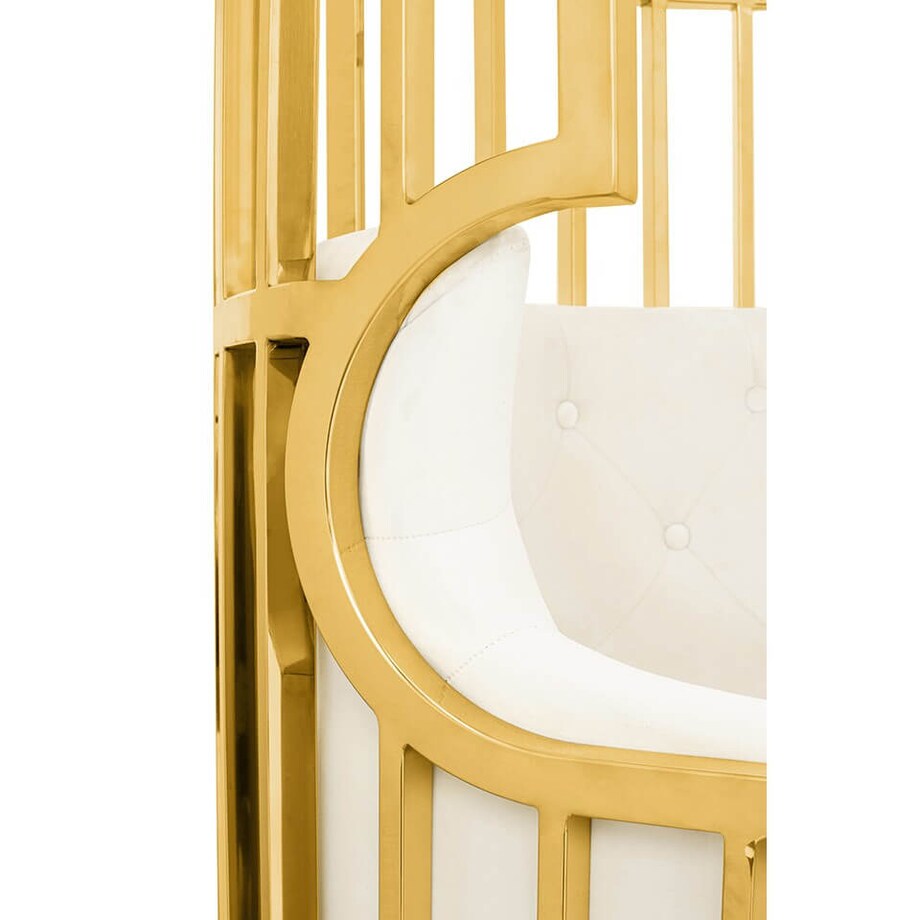 Welurowy fotel klatka Lord KH1501100109 metal beżowy złoty, King Home