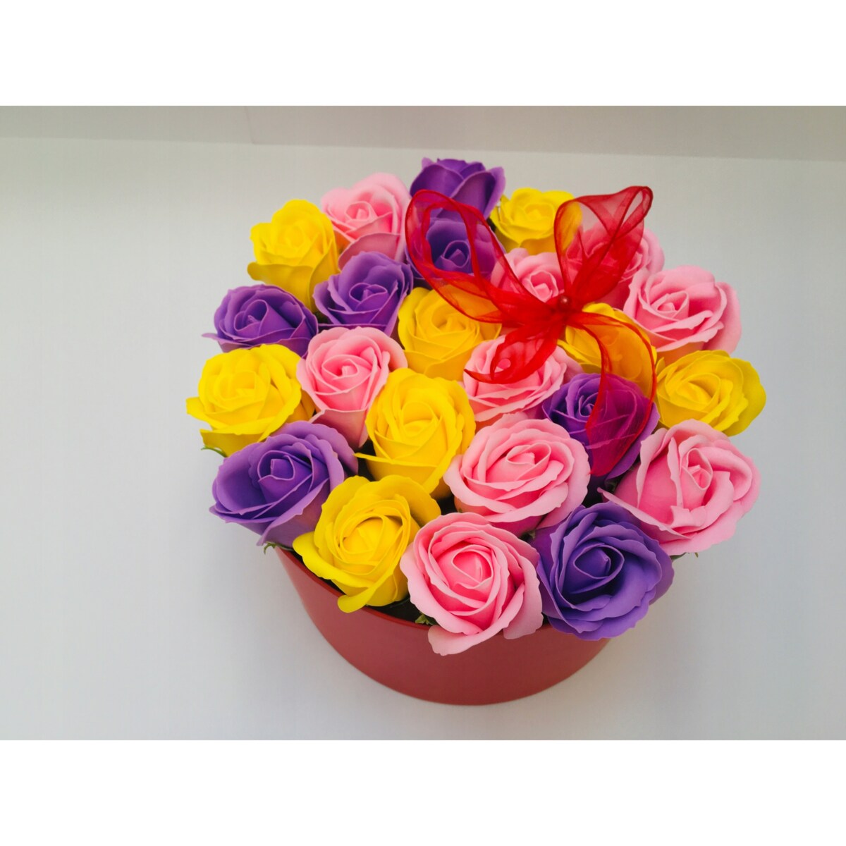 DUŻY BOX KWIATY MYDLANE PACHNĄCE NA dzień mamy upominek urodziny prezent