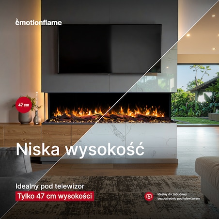 Kominek elektryczny à 3 côtés Emotion Flame Solis 120 - do zabudowy - 120x30x46 cm - kominek LED - funkcja grzania 750/1500 W