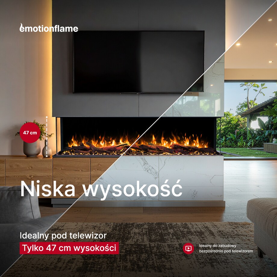 Kominek elektryczny à 3 côtés Emotion Flame Solis 120 - do zabudowy - 120x30x46 cm - kominek LED - funkcja grzania 750/1500 W