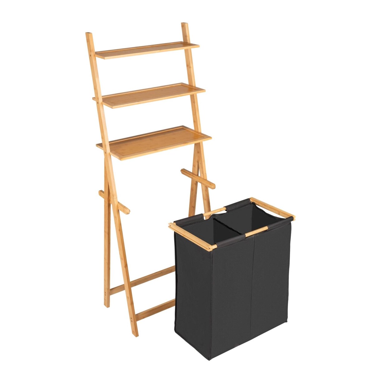 Regał drabinka z koszem na pranie ECORI