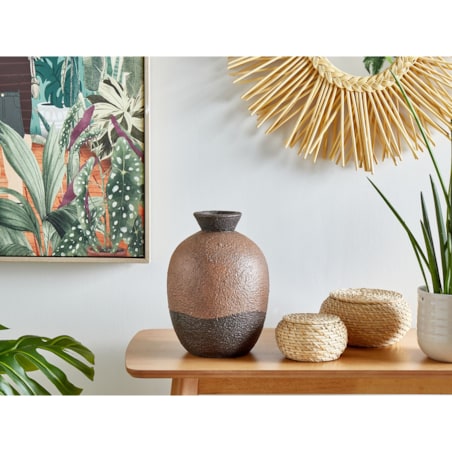 Wazon dekoracyjny z terakoty 30 cm brązowo-czarny AULIDA