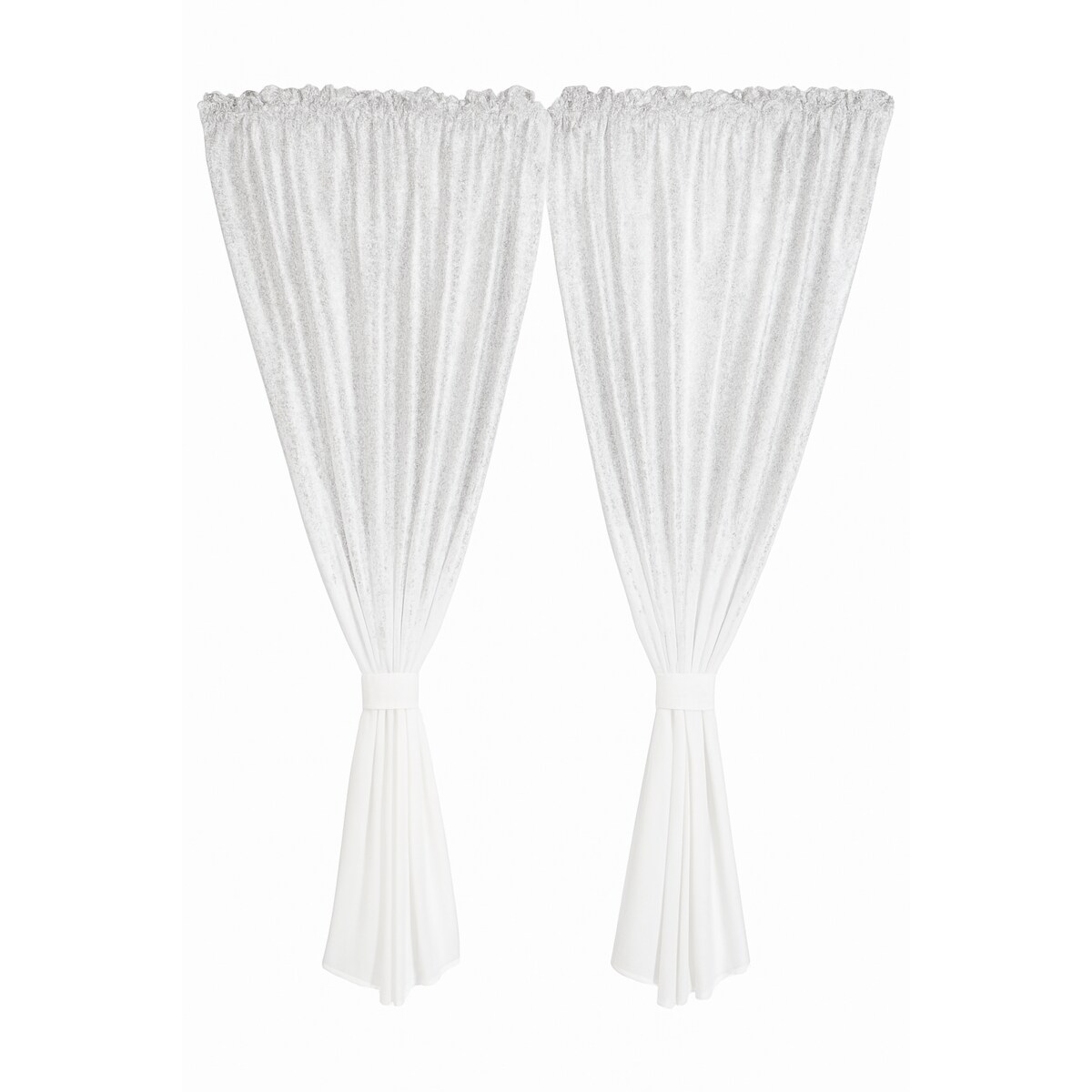 firana zakładana "srebrny deszcz" ze srebrnym printem 400x160 | biały