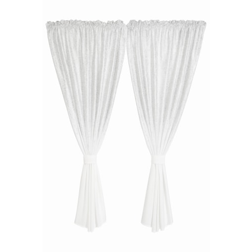 firana zakładana "srebrny deszcz" ze srebrnym printem 400x160 | biały