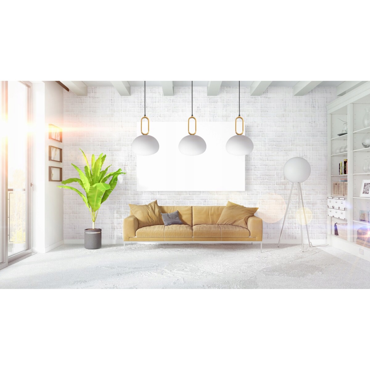 Lampa Wisząca Szklana Mleczna Złota Biała Toolight