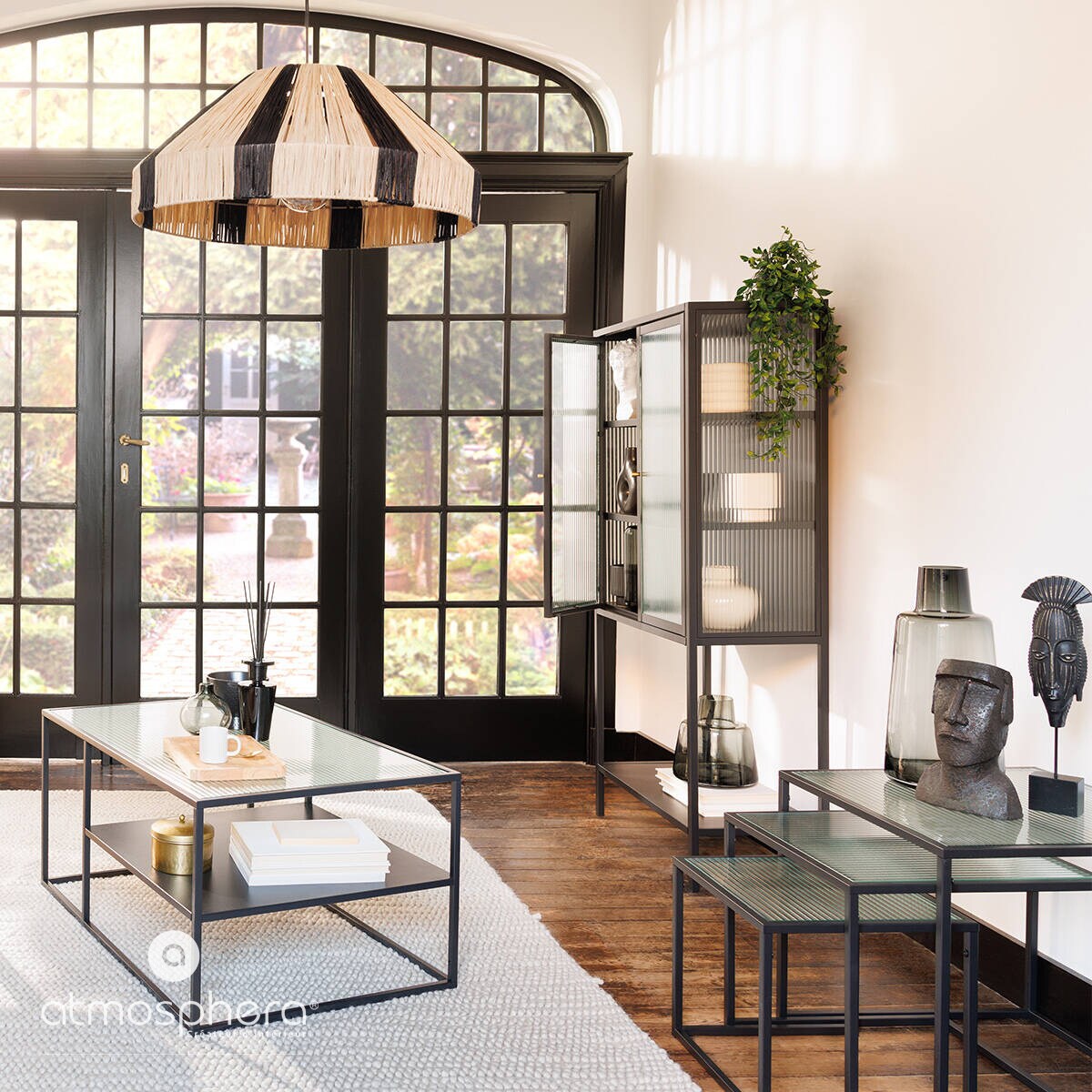 Witryna szklana do salonu ALDIR, 70 x 35 x 150 cm