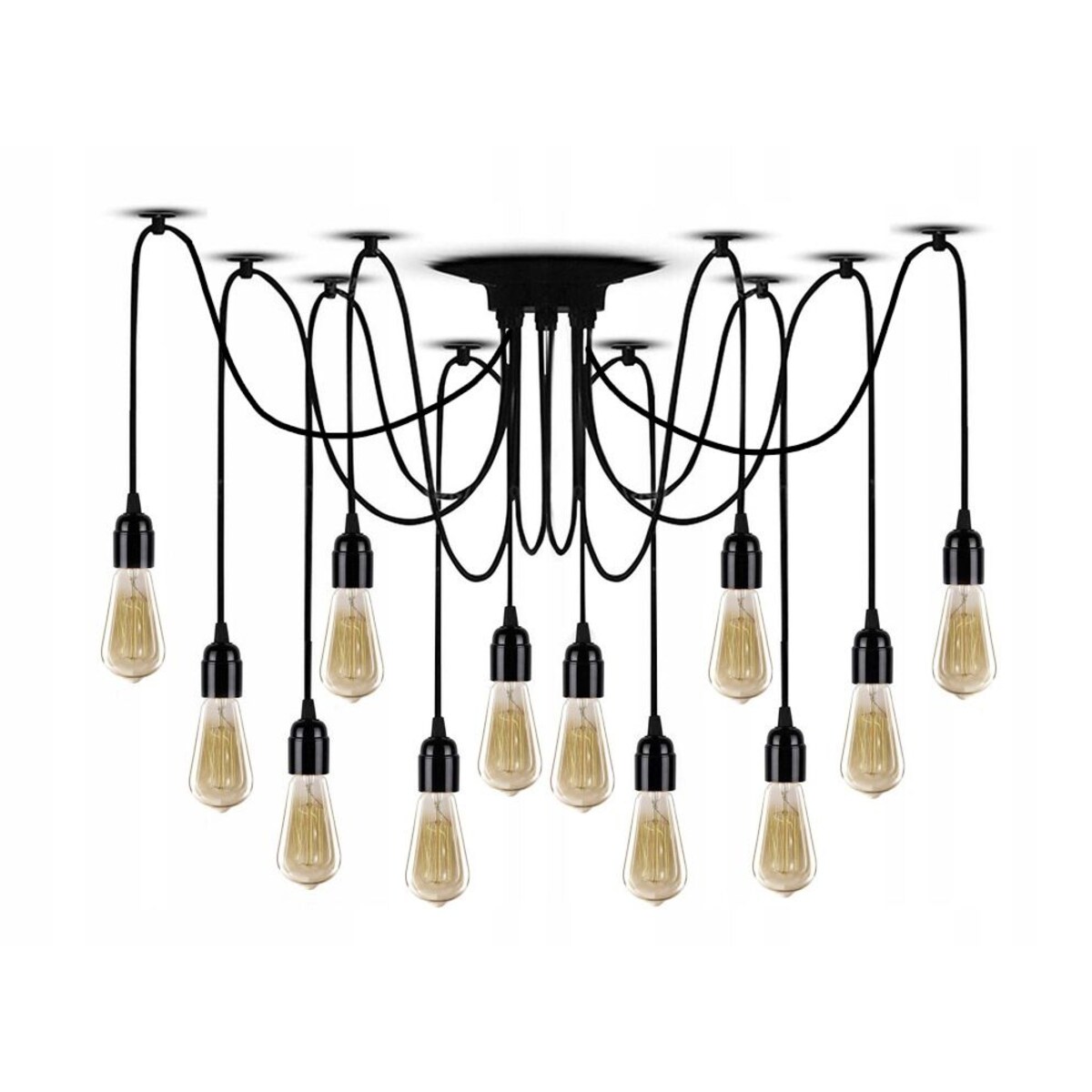 Lampa Sufitowa Wisząca Żyrandol Pająk 12 E27 Black