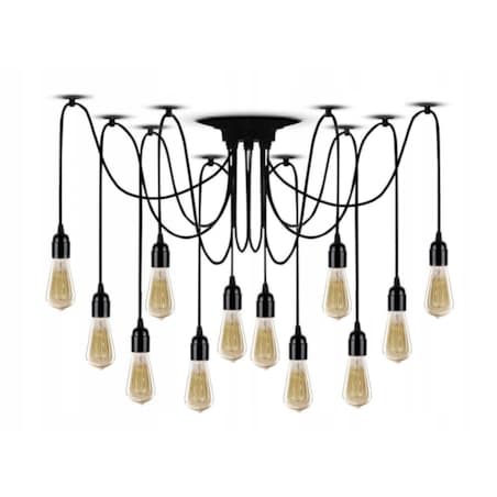 Lampa Sufitowa Wisząca Żyrandol Pająk 12 E27 Black